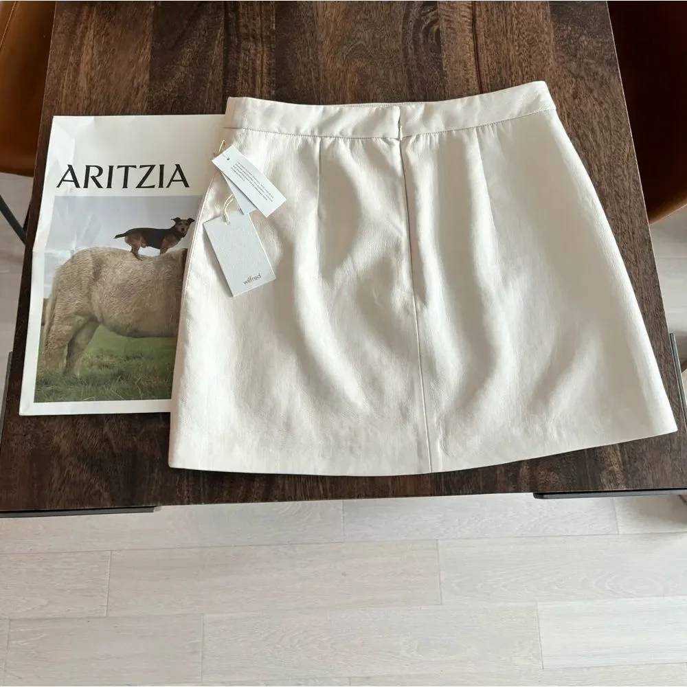 NWT Aritzia Wilfred Tempest / Patio Vegan Leather Mini Skirt in Birch - Picture 6 of 6